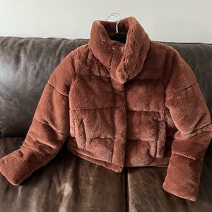 Brown fur coat. Worn once. Excellent condition. Size small